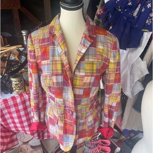 J. Crew Cotton Madras Blazer. Size 8.